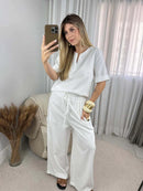 Kit 2 Conjuntos Blusa Decote V e Calça