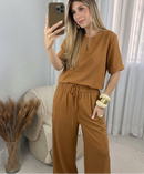 Kit 2 Conjuntos Blusa Decote V e Calça
