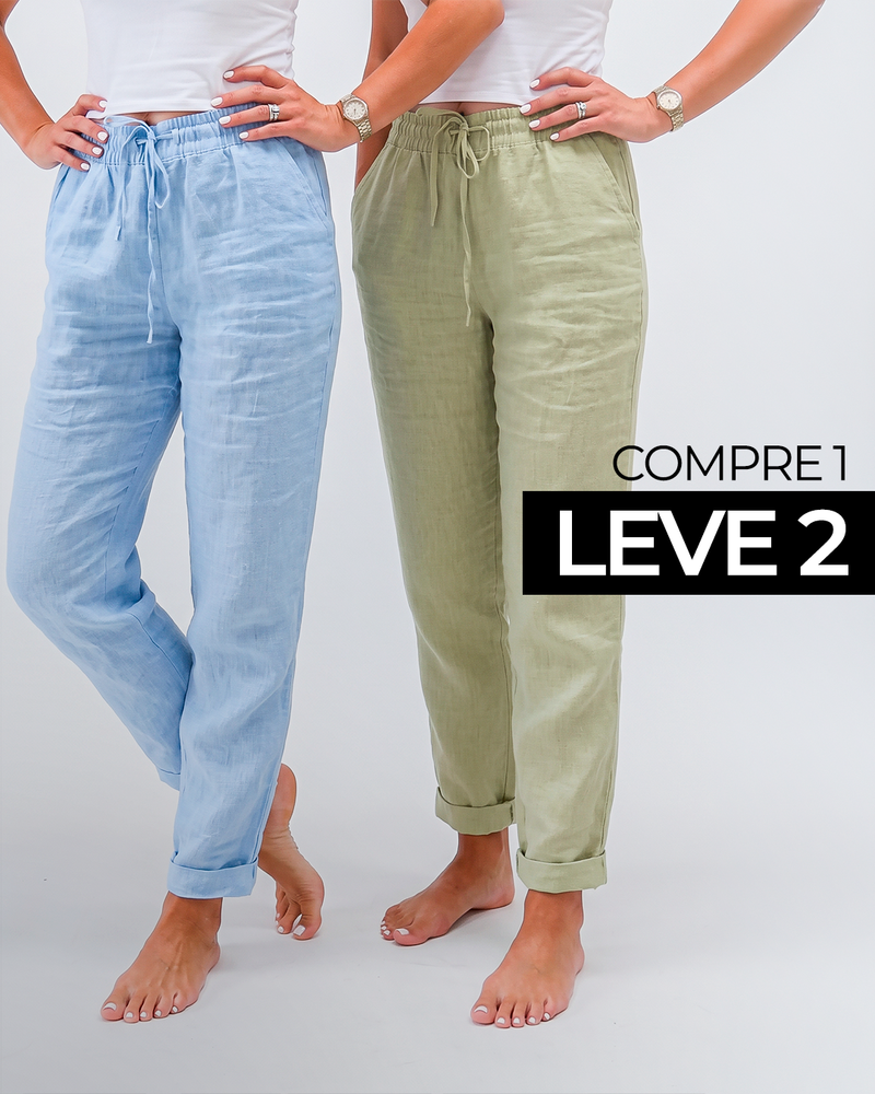 (Compre 1 Leve 2) Calça Martina™ em Linho de Algodão e Cós Ajustável