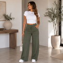 (Compre 2 e Leve 3) Calça Pantalona Gabi em Malha de Seda Gelo e Poliéster