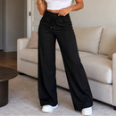 (Compre 2 e Leve 3) Calça Pantalona Gabi em Malha de Seda Gelo e Poliéster