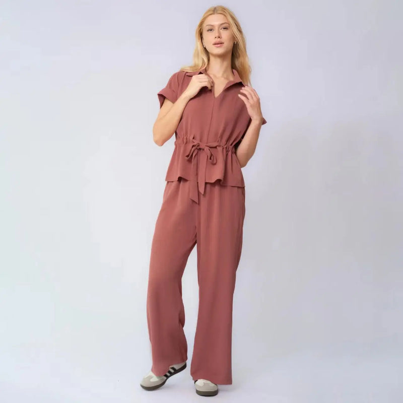 Conjunto Valena™ com Amarração de Laço e Pantalona Fluida