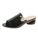 Mule Croco Bella™ Em Couro Texturizado com Salto Bloco Baixo