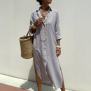 Vestido Bellavita™ Com Listras Verticais e Caimento Fluido