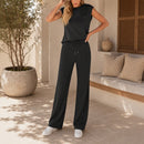 Conjunto Bonnye™ Com Blusa Sem Mangas e Calça Ampla