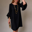 Vestido Lorien™ com Mangas Amplas em Babados e Caimento Fluido / Movimento Delicado Que Transforma a Produção.