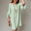 Vestido Lorien™ com Mangas Amplas em Babados e Caimento Fluido / Movimento Delicado Que Transforma a Produção.