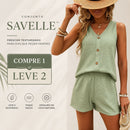 [COMPRE 1 E LEVE 2] Conjunto Savelle™ com Regata de Botões de Coco e Shorts de Cós Franzido / Frescor Texturizado Para Dias Que Pedem Respiro
