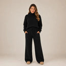 (Pague 1 Leve 2) Conjunto Tatiana de Tricot Mousse - Blusa Gola Alta + Calça